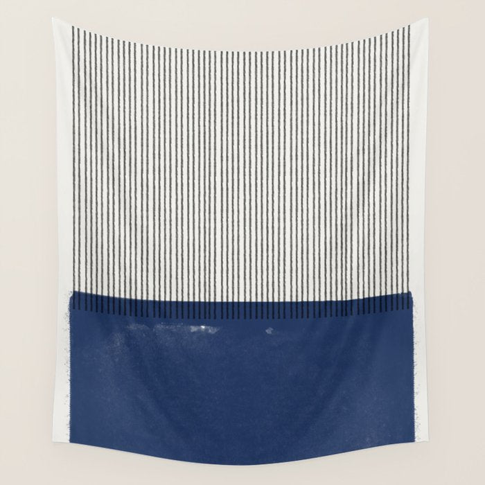 Navy Blue Mid Century  Wall Tapestry Gallery Image 1