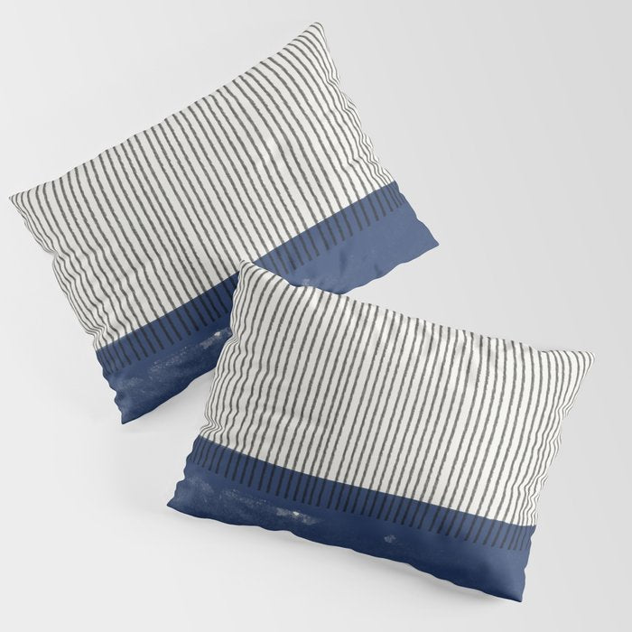 Navy Blue Mid Century  Pillow Sham Gallery Image 1