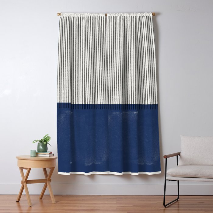 Navy Blue Mid Century  Window Curtain Gallery Image 5