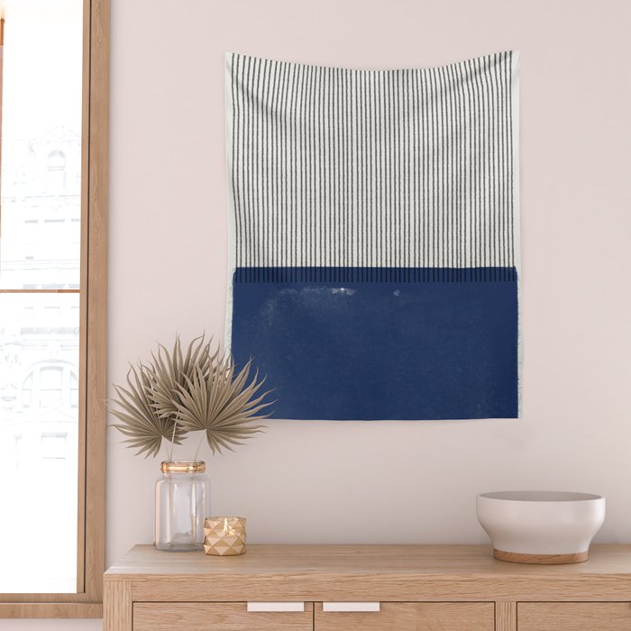 Navy Blue Mid Century  Wall Tapestry Gallery Image 2
