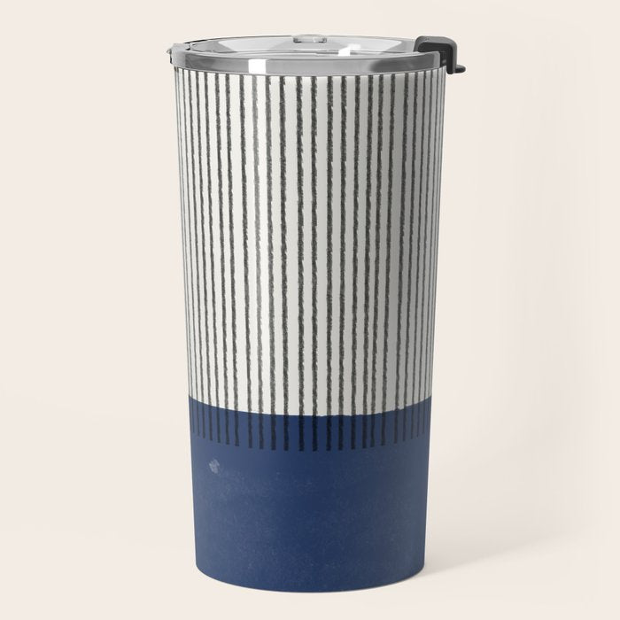 Navy Blue Mid Century  Travel Mug Gallery Image 2