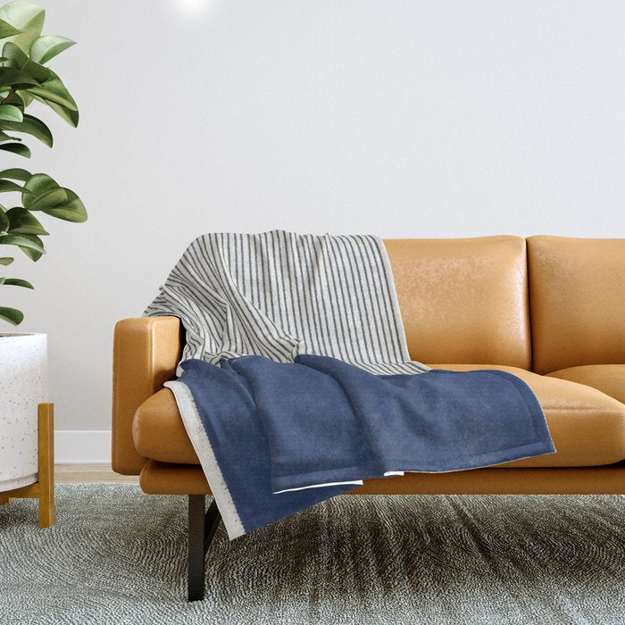 Navy Blue Mid Century  Throw Blanket Gallery Image 1