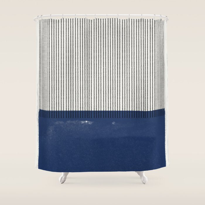 Navy Blue Mid Century  Shower Curtain Gallery Image 1