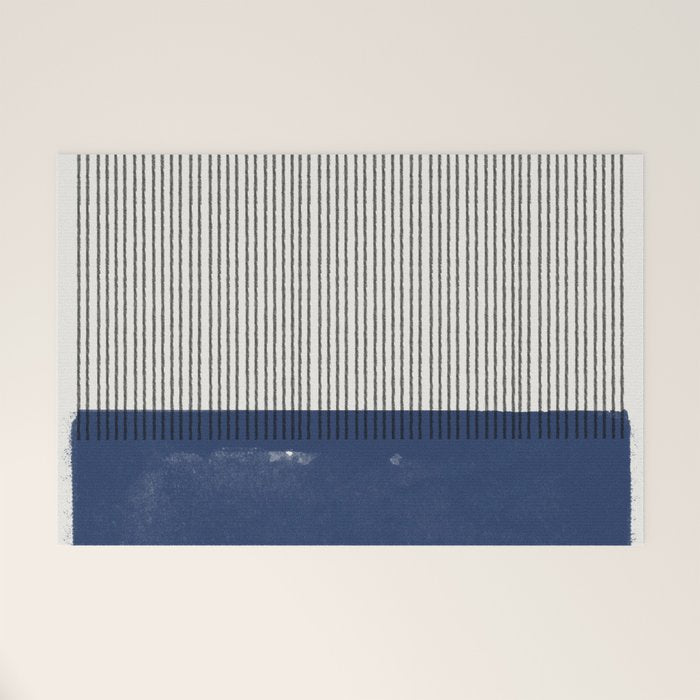 Navy Blue Mid Century  Welcome Mat Gallery Image 1
