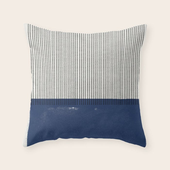 Navy Blue Mid Century  Throw Pillow Gallery Image 1