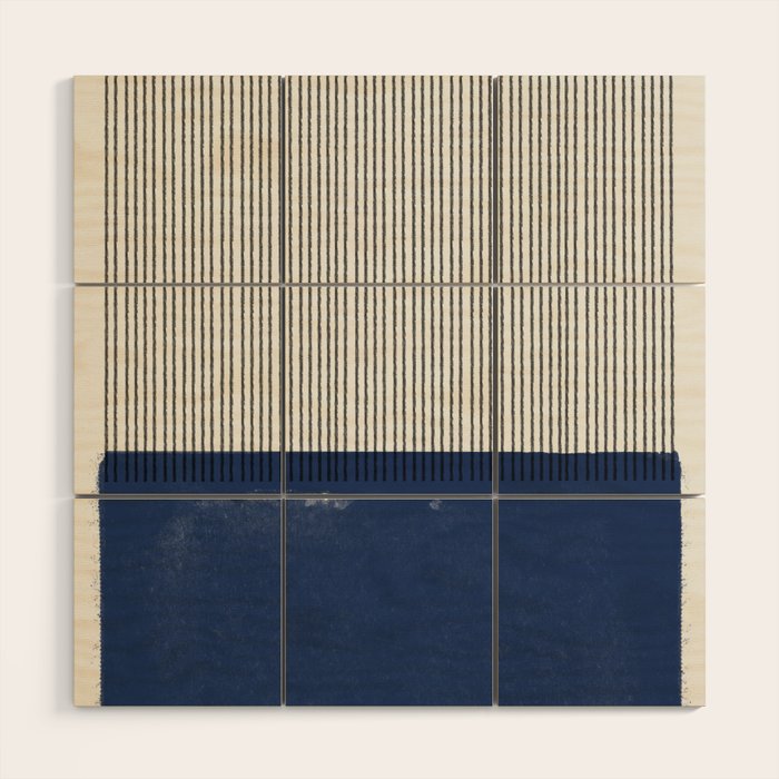 Navy Blue Mid Century  Wood Wall Art Gallery Image 1