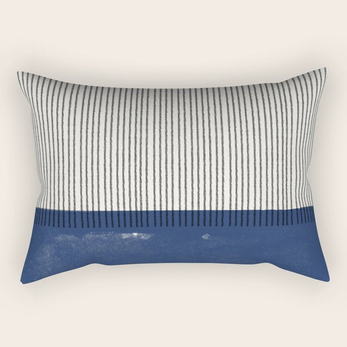 Navy Blue Mid Century  Rectangular Pillow Gallery Image 2