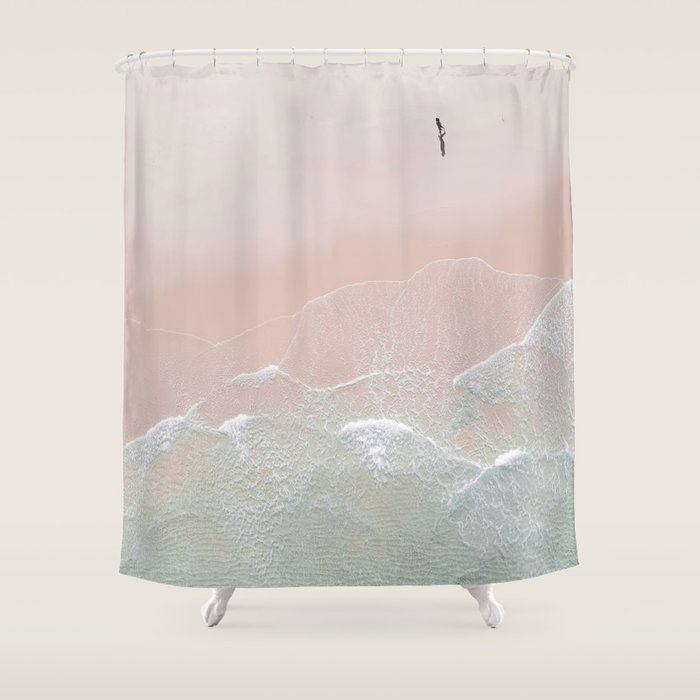 Ocean Walk II - Aerial Beach photography by Ingrid Beddoes Shower Curtain Gallery Image 1
