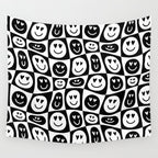 Black and white checkered love face pattern Wall Tapestry Gallery Image 4