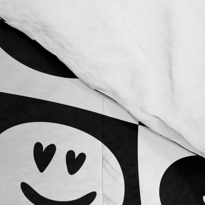 Black and white checkered love face pattern Comforter Gallery Image 4