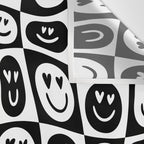 Black and white checkered love face pattern Wall Tapestry Gallery Image 3