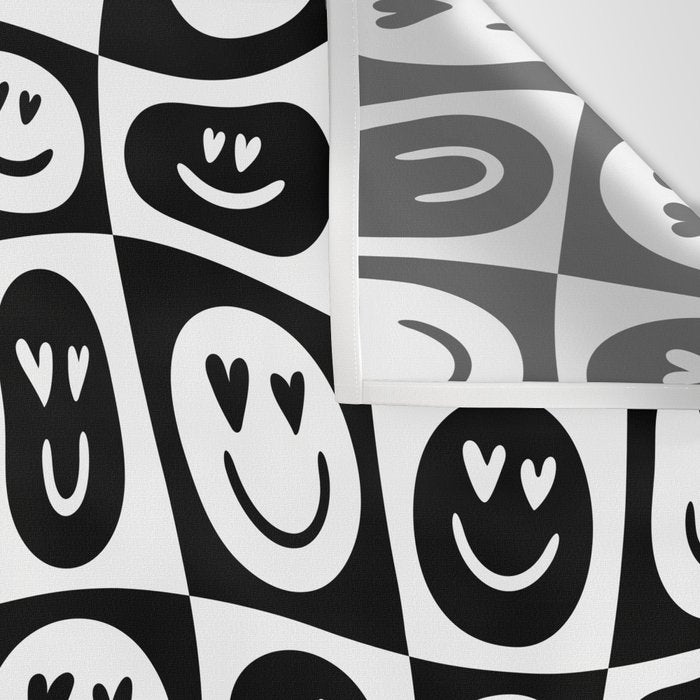 Black and white checkered love face pattern Wall Tapestry Gallery Image 3