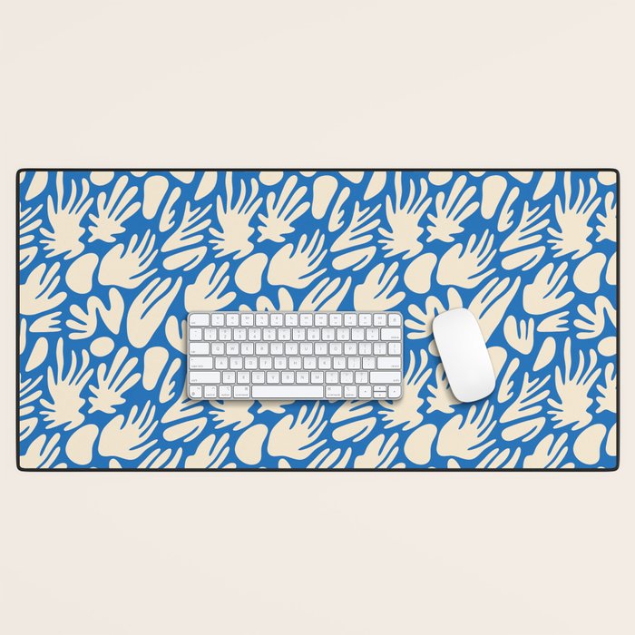Abstract organic blue shape pattern Desk Mat Gallery Image 1