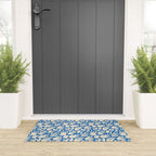 Abstract organic blue shape pattern Welcome Mat Gallery Image 3