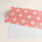 Midcentury Modern Atomic Starburst Pattern in Pretty Pink and Light Blush Wrapping Paper Gallery Image 2