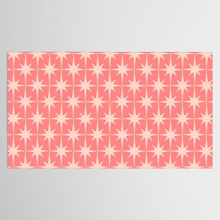 Midcentury Modern Atomic Starburst Pattern in Pretty Pink and Light Blush Tablecloth Gallery Image 2