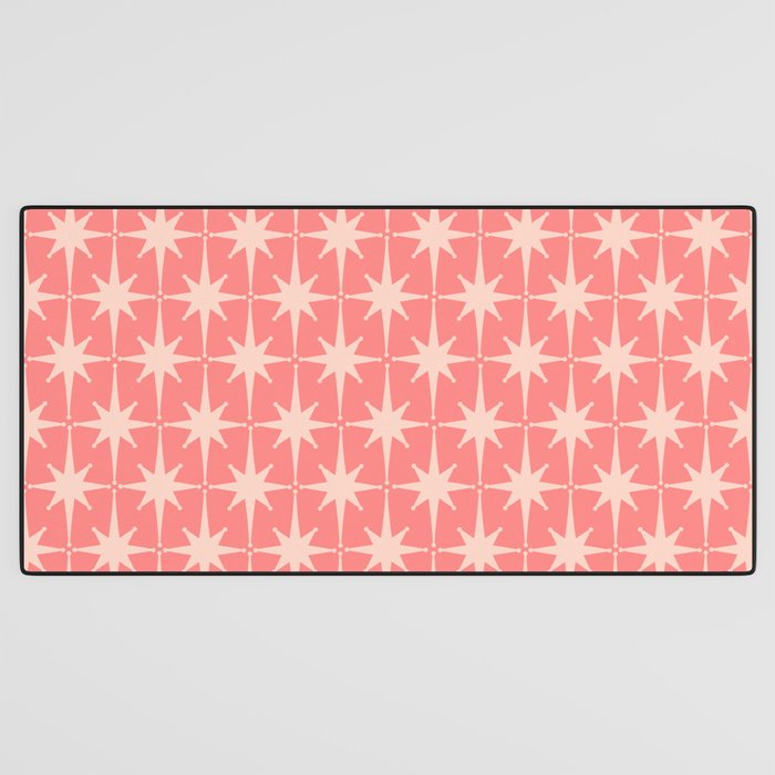 Midcentury Modern Atomic Starburst Pattern in Pretty Pink and Light Blush Desk Mat Gallery Image 3