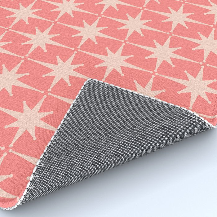 Midcentury Modern Atomic Starburst Pattern in Pretty Pink and Light Blush Rug Gallery Image 4