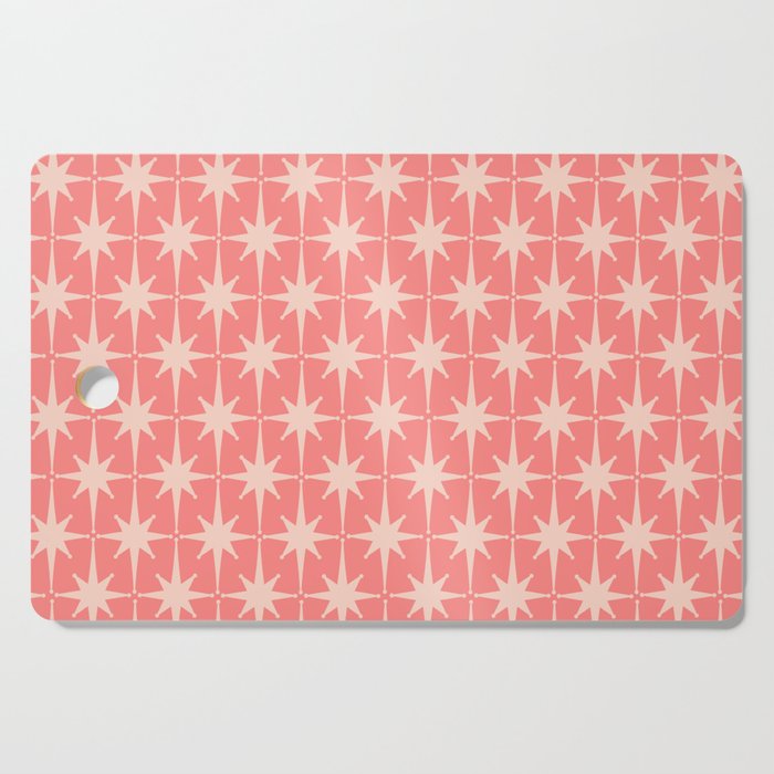 Midcentury Modern Atomic Starburst Pattern in Pretty Pink and Light Blush Cutting Board Gallery Image 1