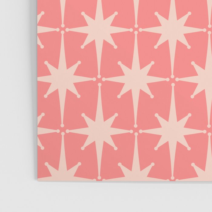 Midcentury Modern Atomic Starburst Pattern in Pretty Pink and Light Blush Poster Gallery Image 3