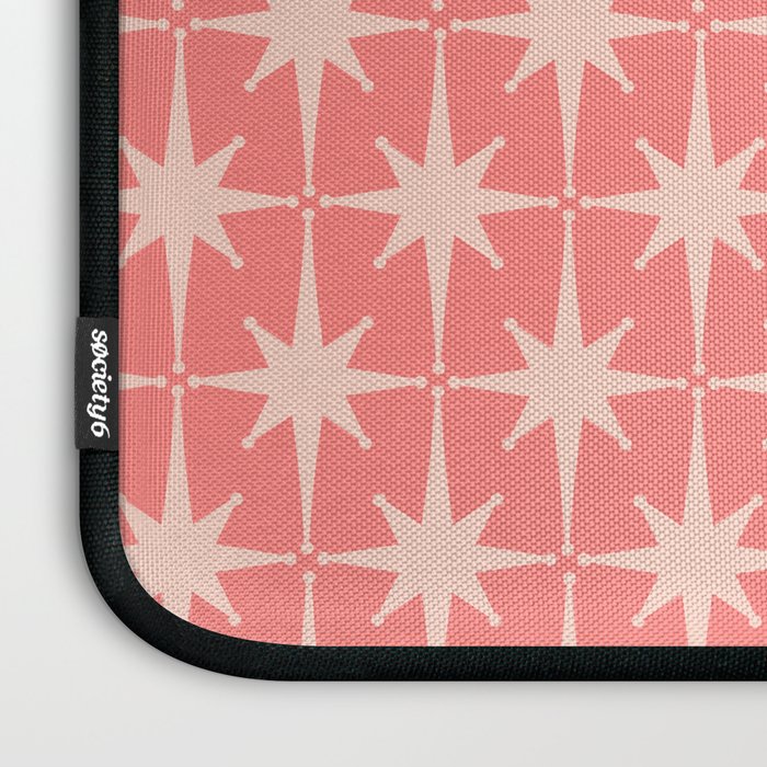 Midcentury Modern Atomic Starburst Pattern in Pretty Pink and Light Blush Laptop Sleeve Gallery Image 3