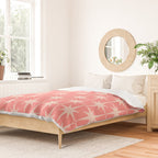 Midcentury Modern Atomic Starburst Pattern in Pretty Pink and Light Blush Duvet Cover Gallery Image 2