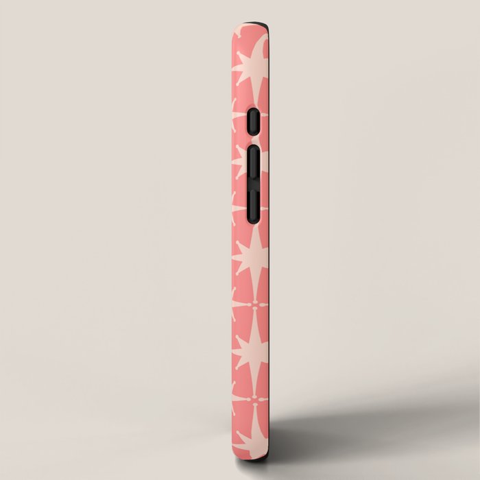 Midcentury Modern Atomic Starburst Pattern in Pretty Pink and Light Blush iPhone Case Gallery Image 2