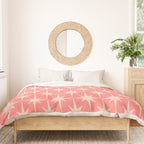 Midcentury Modern Atomic Starburst Pattern in Pretty Pink and Light Blush Duvet Cover Gallery Image 3