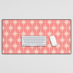 Midcentury Modern Atomic Starburst Pattern in Pretty Pink and Light Blush Desk Mat Gallery Image 1