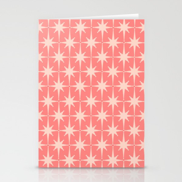 Midcentury Modern Atomic Starburst Pattern in Pretty Pink and Light Blush Stationery Card Gallery Image 1