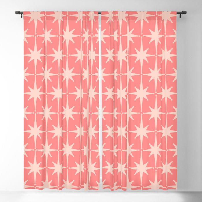 Midcentury Modern Atomic Starburst Pattern in Pretty Pink and Light Blush Window Curtain Gallery Image 5