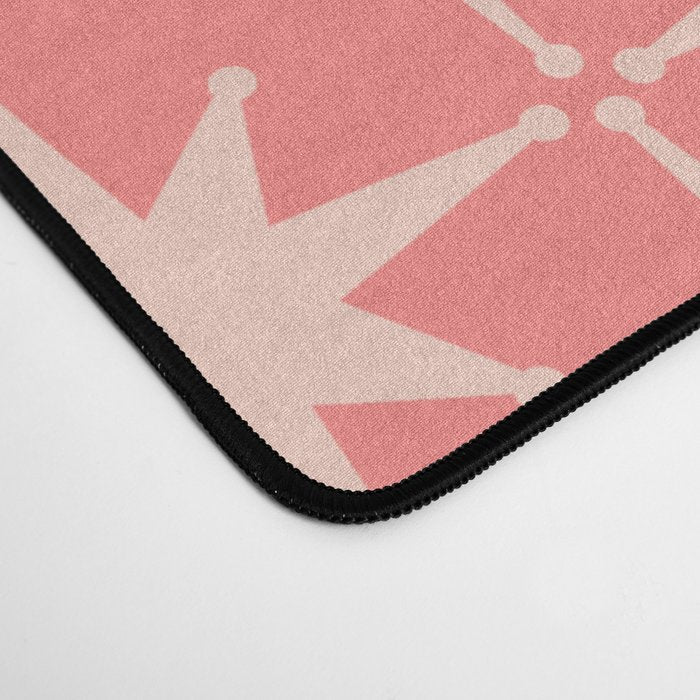 Midcentury Modern Atomic Starburst Pattern in Pretty Pink and Light Blush Desk Mat Gallery Image 4