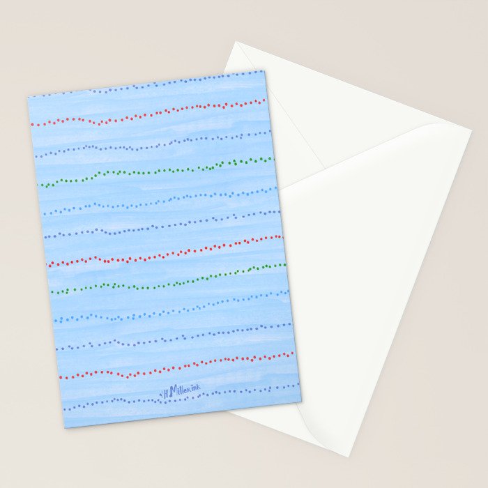 Minimal Doodle Dots in Sky Blue Stationery Card Gallery Image 2