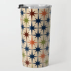 Atomic Age Retro Midcentury Geometric Starburst Pattern Mid Mod Lime Navy Maroon Orange Beige Travel Mug Gallery Image 3