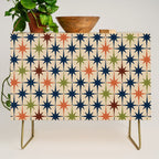 Atomic Age Retro Midcentury Geometric Starburst Pattern Mid Mod Lime Navy Maroon Orange Beige Credenza Gallery Image 1
