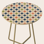 Atomic Age Retro Midcentury Geometric Starburst Pattern Mid Mod Lime Navy Maroon Orange Beige Side Table Gallery Image 2