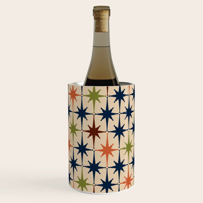 Atomic Age Retro Midcentury Geometric Starburst Pattern Mid Mod Lime Navy Maroon Orange Beige Wine Chiller Gallery Image 2