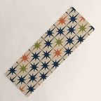 Atomic Age Retro Midcentury Geometric Starburst Pattern Mid Mod Lime Navy Maroon Orange Beige Yoga Mat Gallery Image 1