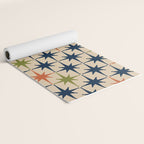 Atomic Age Retro Midcentury Geometric Starburst Pattern Mid Mod Lime Navy Maroon Orange Beige Yoga Mat Gallery Image 2