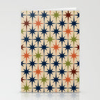 Atomic Age Retro Midcentury Geometric Starburst Pattern Mid Mod Lime Navy Maroon Orange Beige Stationery Card Gallery Image 2