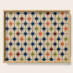 Atomic Age Retro Midcentury Geometric Starburst Pattern Mid Mod Lime Navy Maroon Orange Beige Serving Tray Gallery Image 1