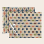 Atomic Age Retro Midcentury Geometric Starburst Pattern Mid Mod Lime Navy Maroon Orange Beige Placemat Gallery Image 1
