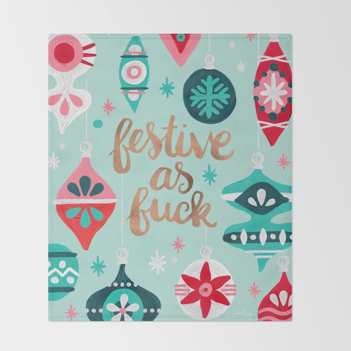 Festive As Fuck - Mint Palette Throw Blanket Gallery Image 2