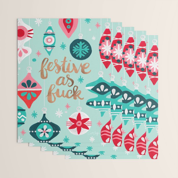 Festive As Fuck - Mint Palette Wrapping Paper Gallery Image 3
