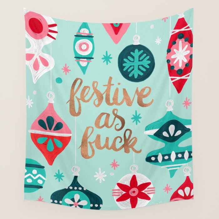 Festive As Fuck - Mint Palette Wall Tapestry Gallery Image 4