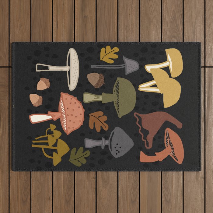 Wild Mushrooms - night Outdoor Rug Gallery Image 1