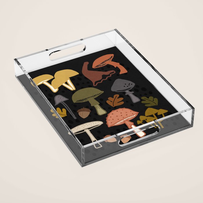 Wild Mushrooms - night Acrylic Tray Gallery Image 1