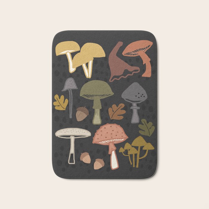 Wild Mushrooms - night Bath Mat Gallery Image 1