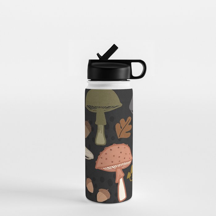 Wild Mushrooms - night Water Bottle Gallery Image 1