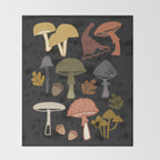 Wild Mushrooms - night Throw Blanket Gallery Image 2